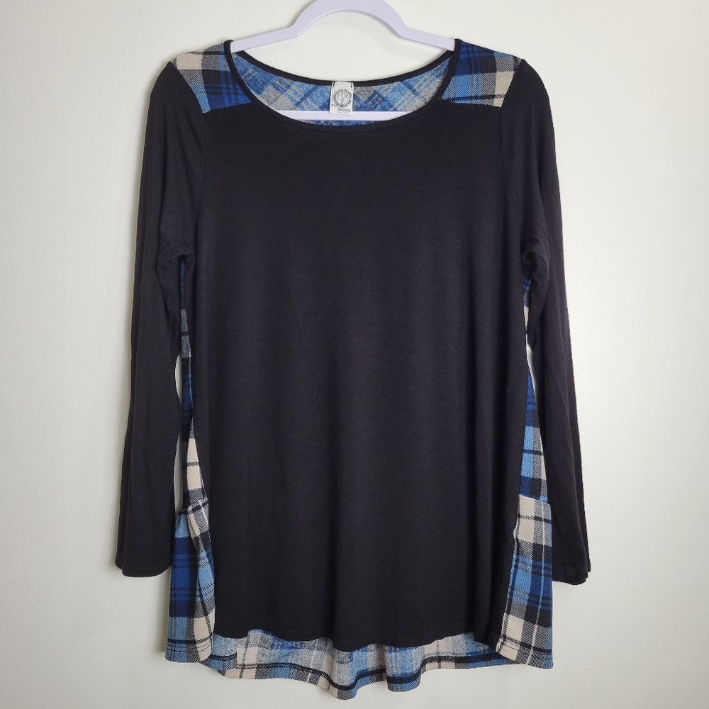SUN&MOON Buffalo Check Boho Mixed-Media‎ Comfy Top M